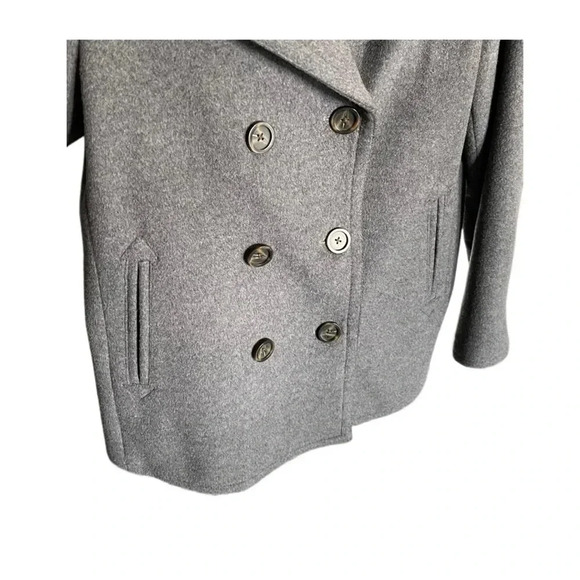 GAP Gray Wool Blend Button Down Pea Coat Women’s Medium - Picture 3 of 16